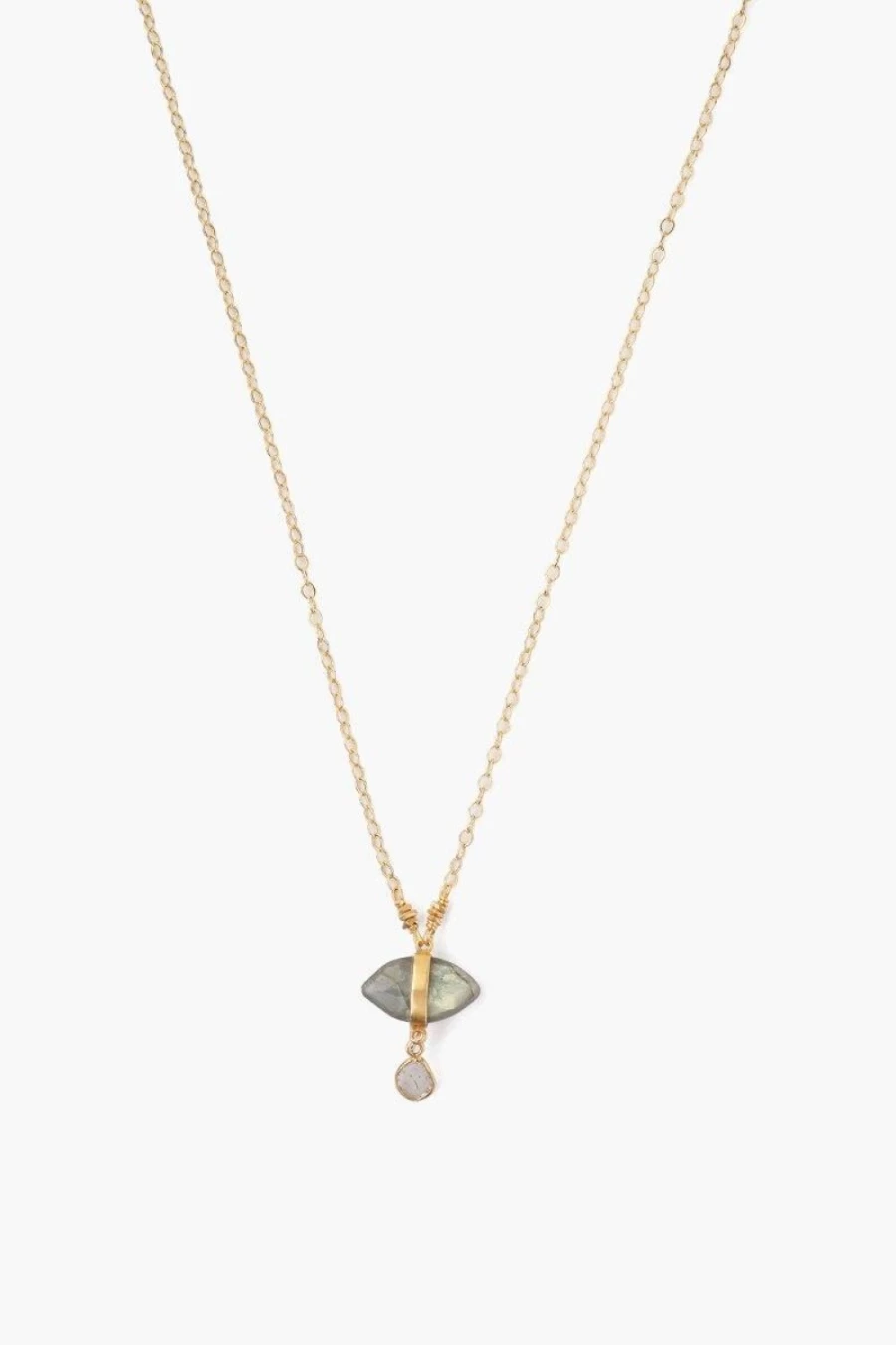 "Chan Luu Women's Labradorite Evil Eye Protection Necklace with Sliced Diamond Charm"