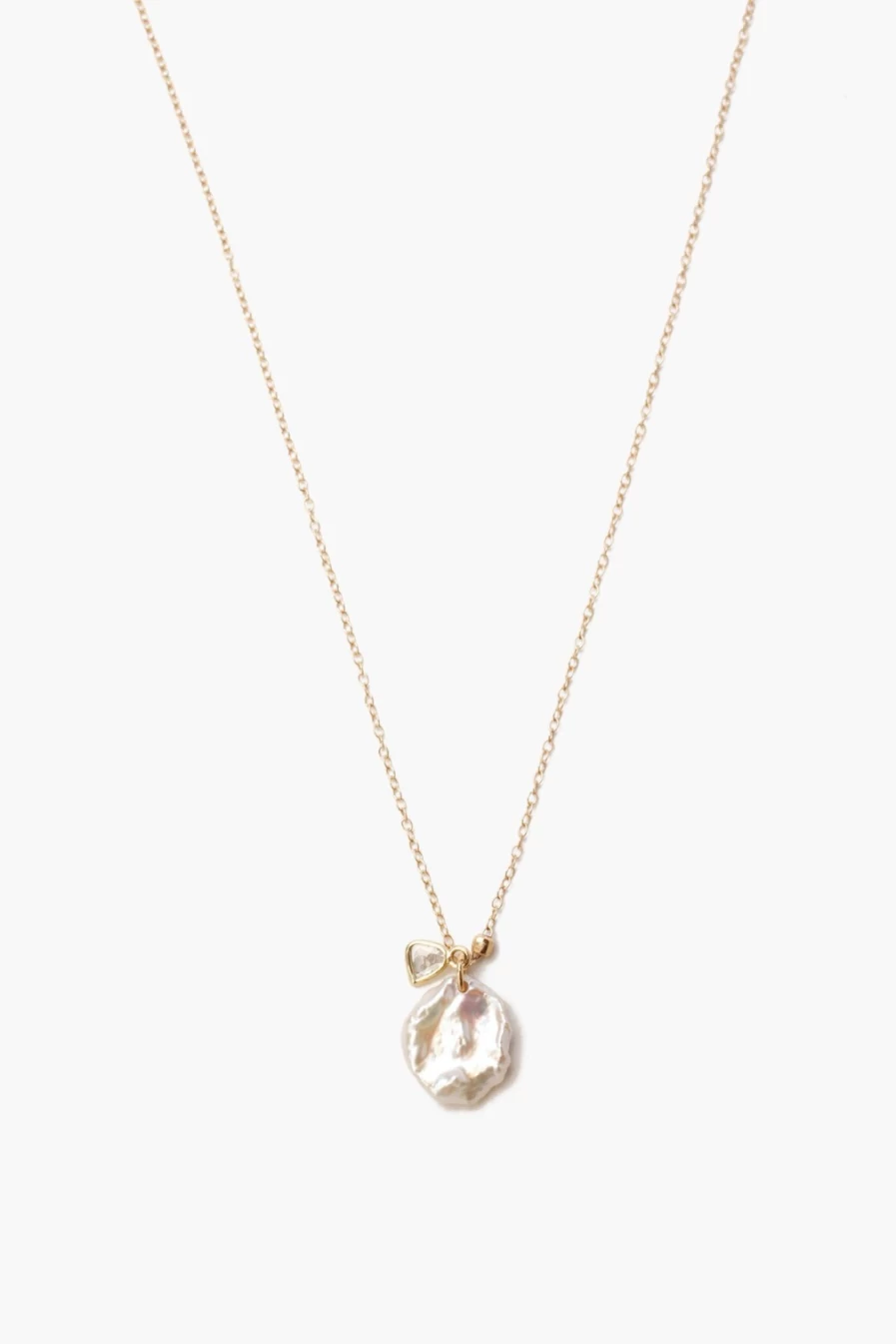 "Chan Luu 14K Gold Keshi Pearl & Champagne Diamond Pendant Necklace for Women"
