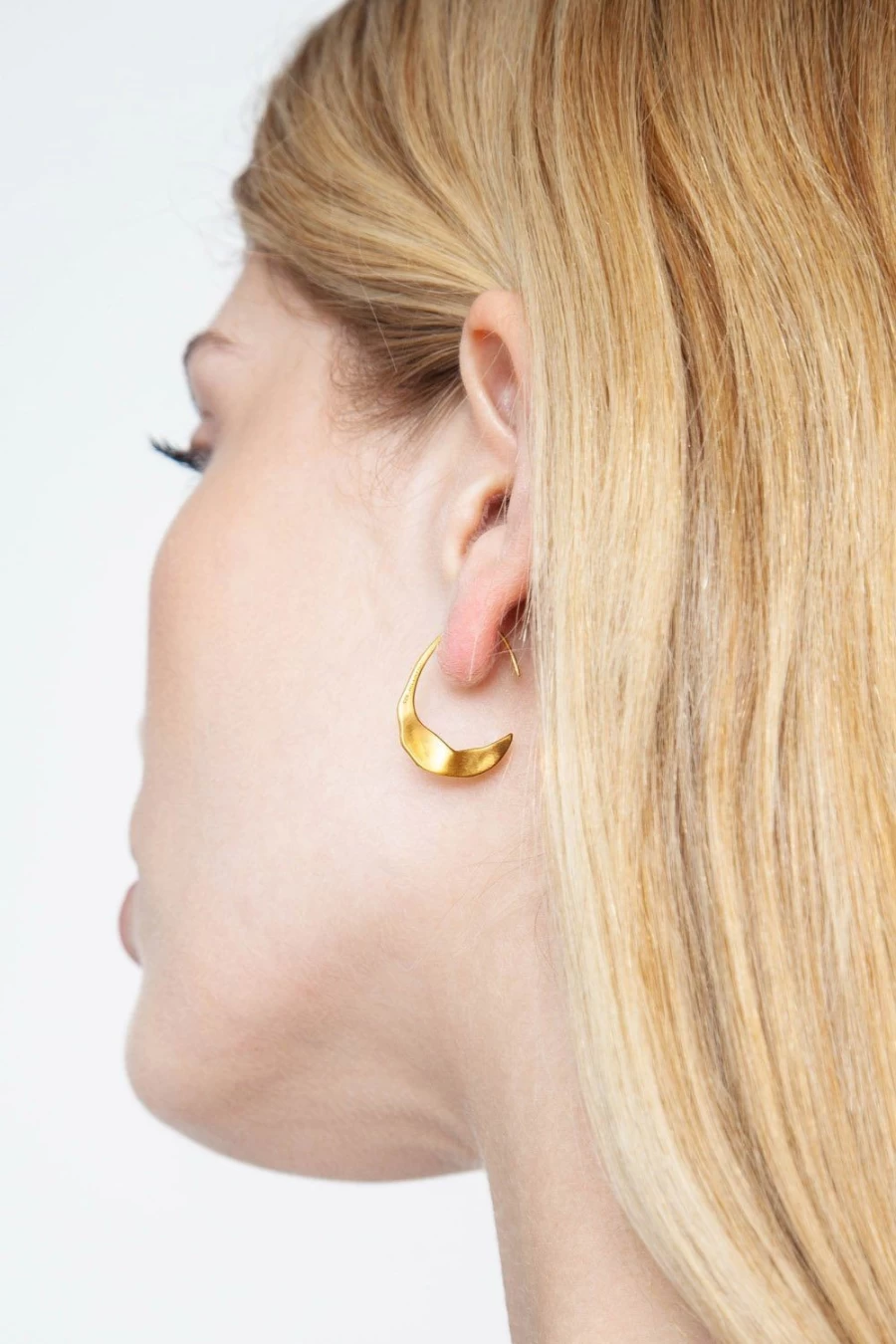 Chan Luu Petite Gold Crescent Moon Hoop Earrings for Women