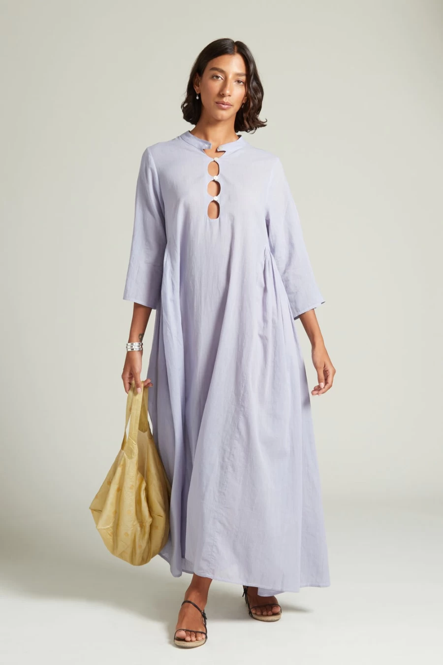 Chan Luu Women's Anokhi Keyhole Dress in Cosmic Sky Blue - Boho Chic Flowy Maxi Dress