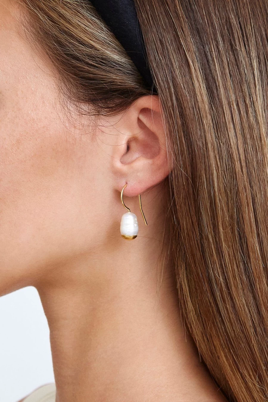 Chan Luu Gold Dipped Pearl Drop Earrings for Women - Elegant Dangle Hoop Jewelry Gift