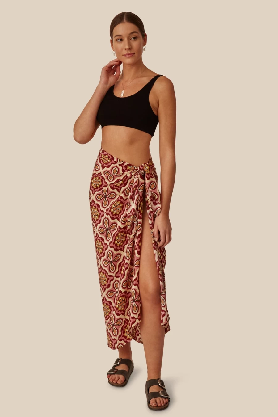 "Chan Luu Women's Pomegranate Crux Sarong Wrap Skirt"