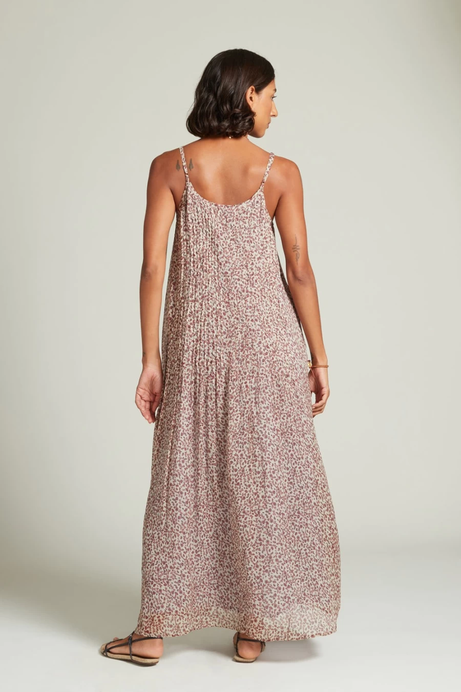 Chan Luu Women's Emma Pleated Paisley Sundress in Eggshell