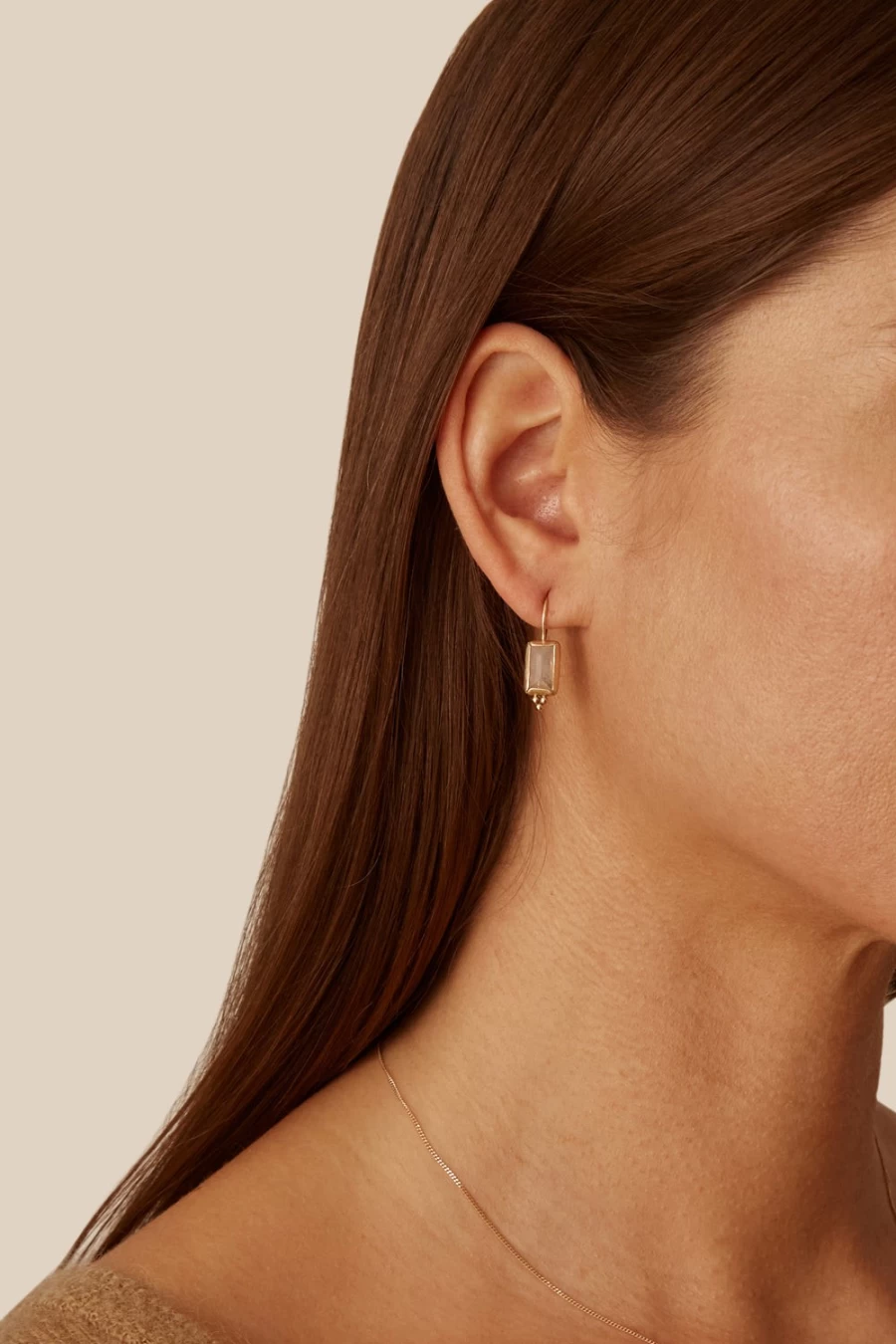 Chan Luu 14K Gold Moonstone Windowpane Stud Earrings for Women