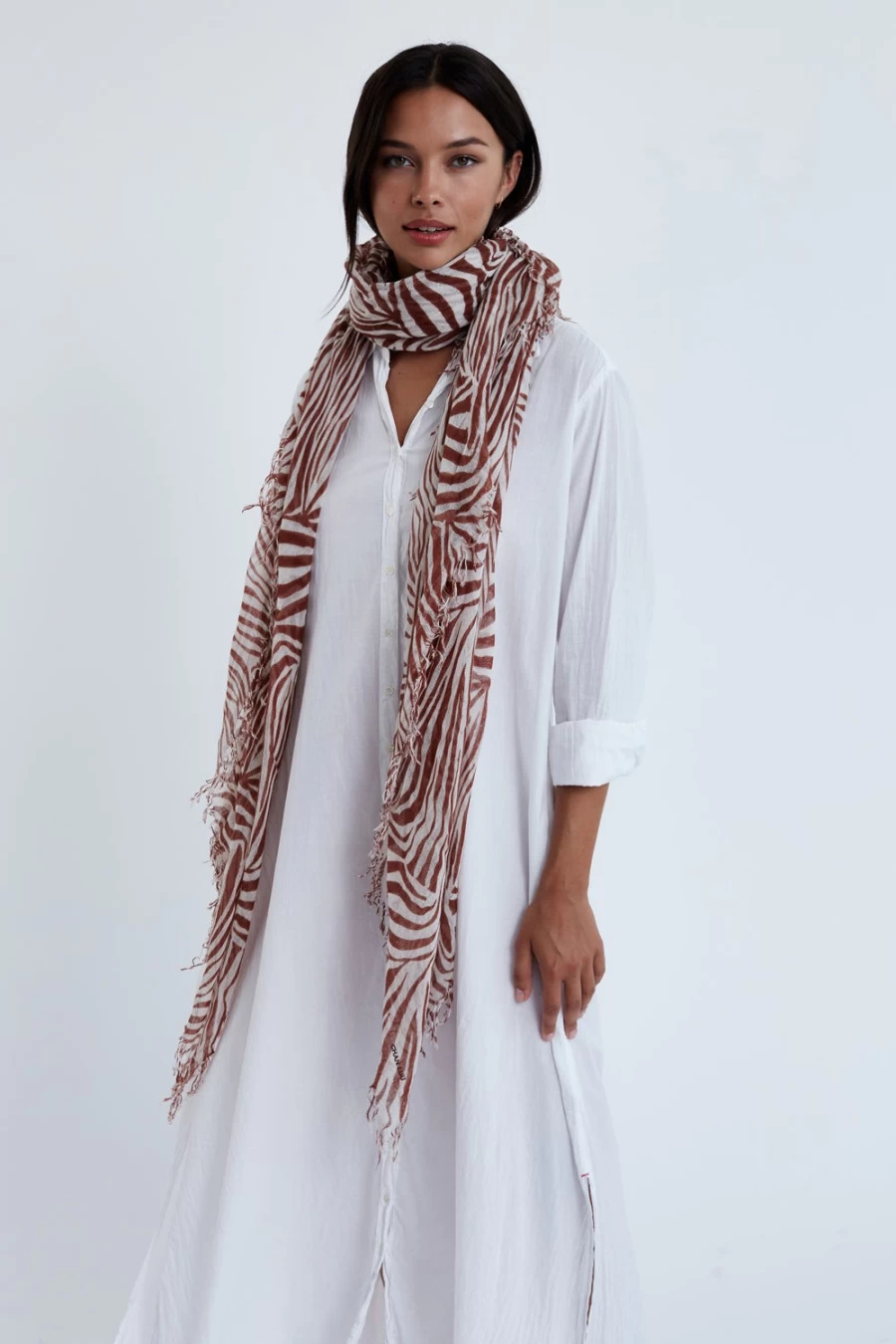 Chan Luu Women's Sequoia Zebra Print Scarf - Luxurious Cashmere & Silk Blend Wrap