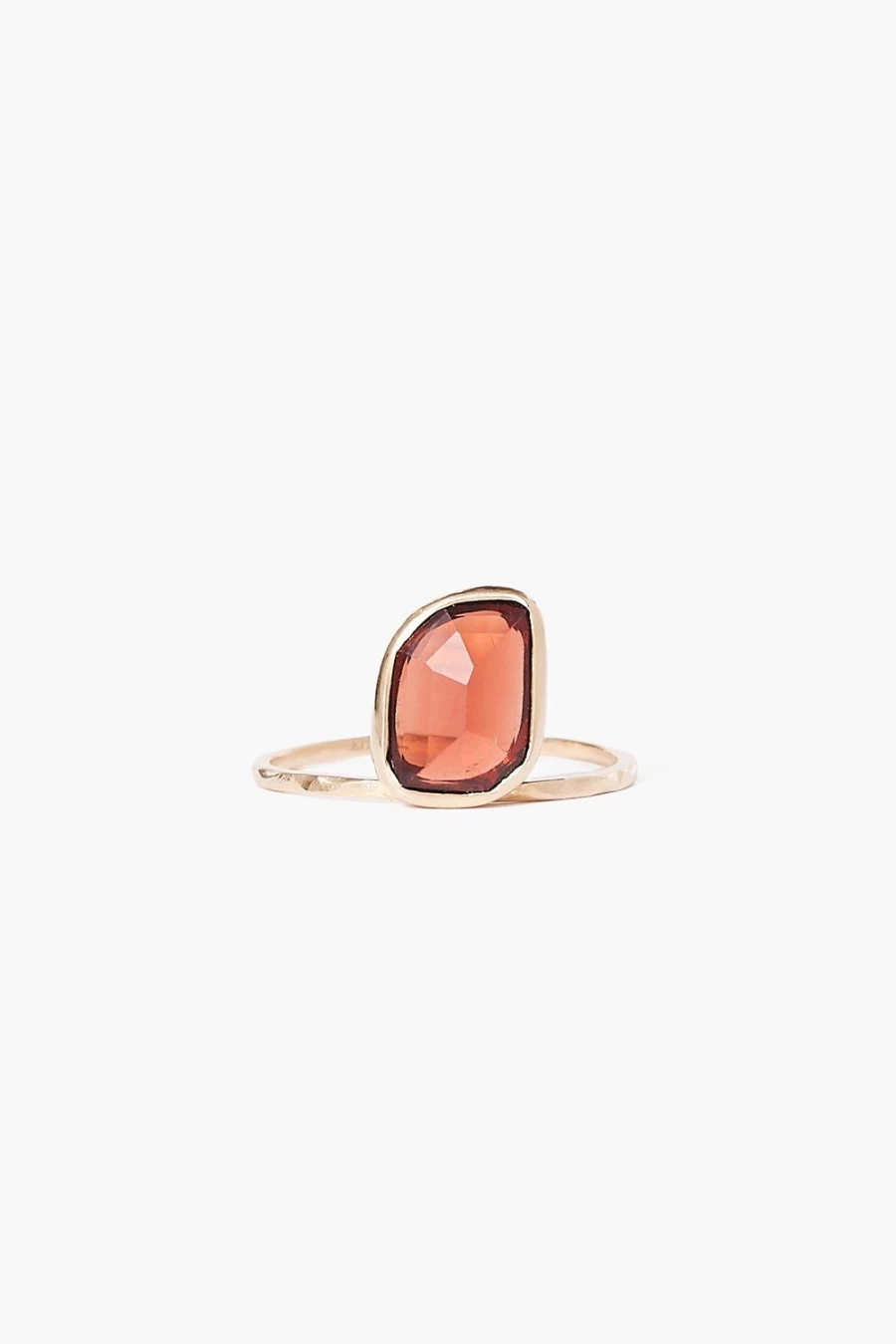 Chan Luu Women's 14K Gold Garnet Cliff Ring - Handcrafted Dainty Stackable Band