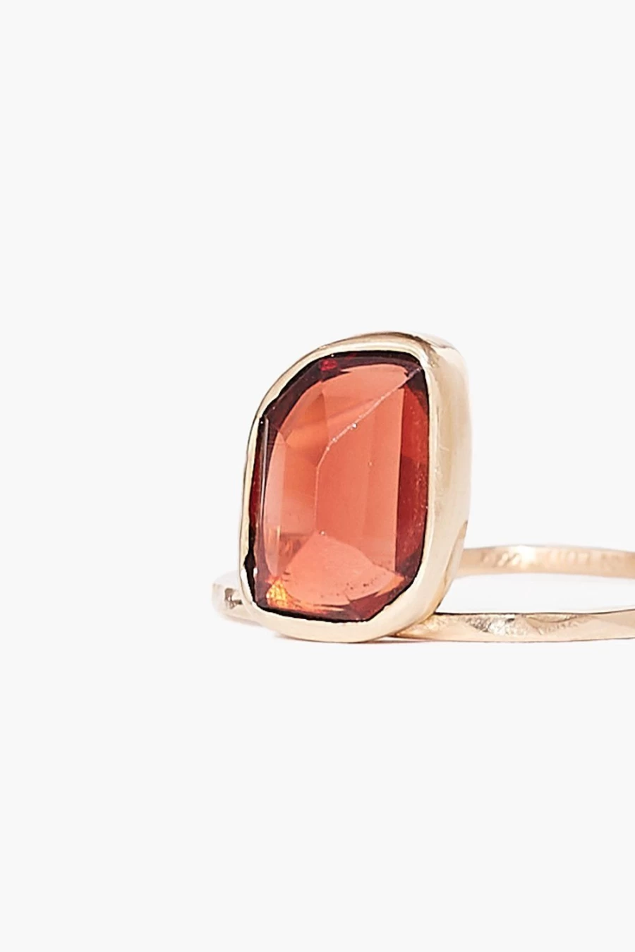 Chan Luu Women's 14K Gold Garnet Cliff Ring - Handcrafted Dainty Stackable Band