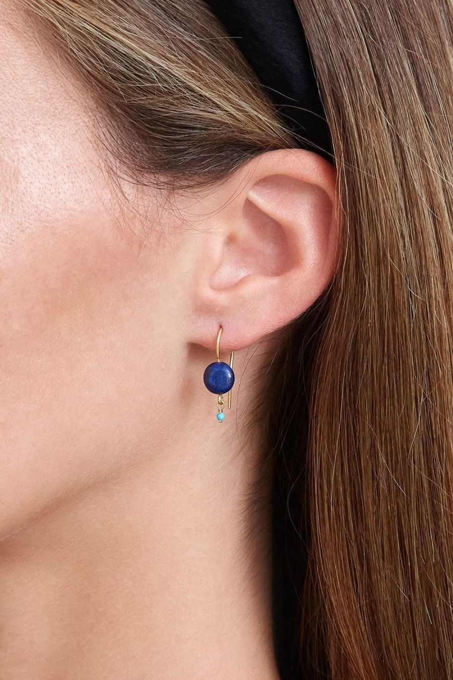 Chan Luu Lapis Lazuli Coin Drop Earrings for Women - Handcrafted Blue Stone Dangle Jewelry