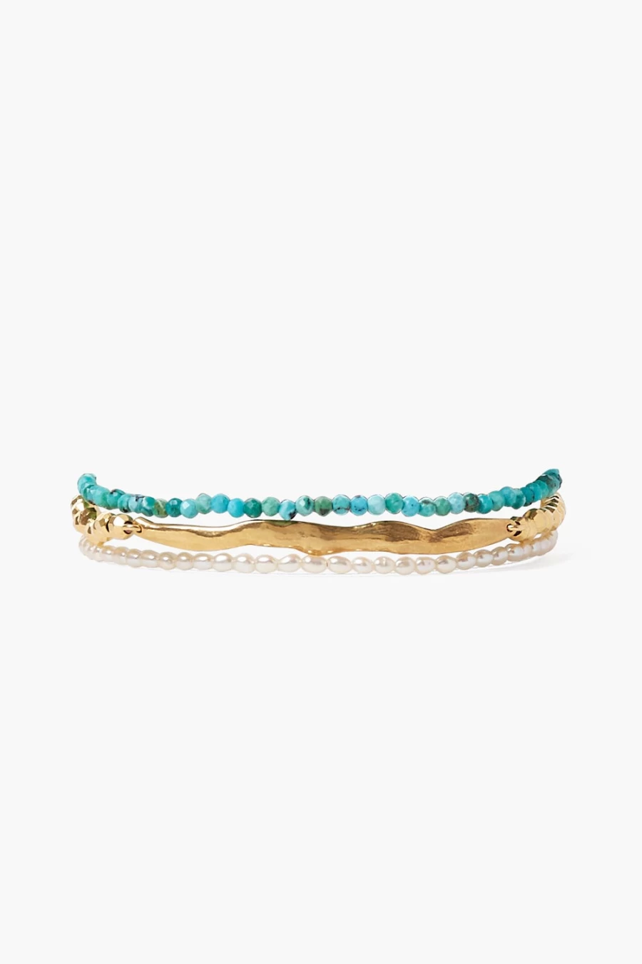 Chan Luu Women's Turquoise and Gold Wave Wrap Bracelet - Handmade Naked Design