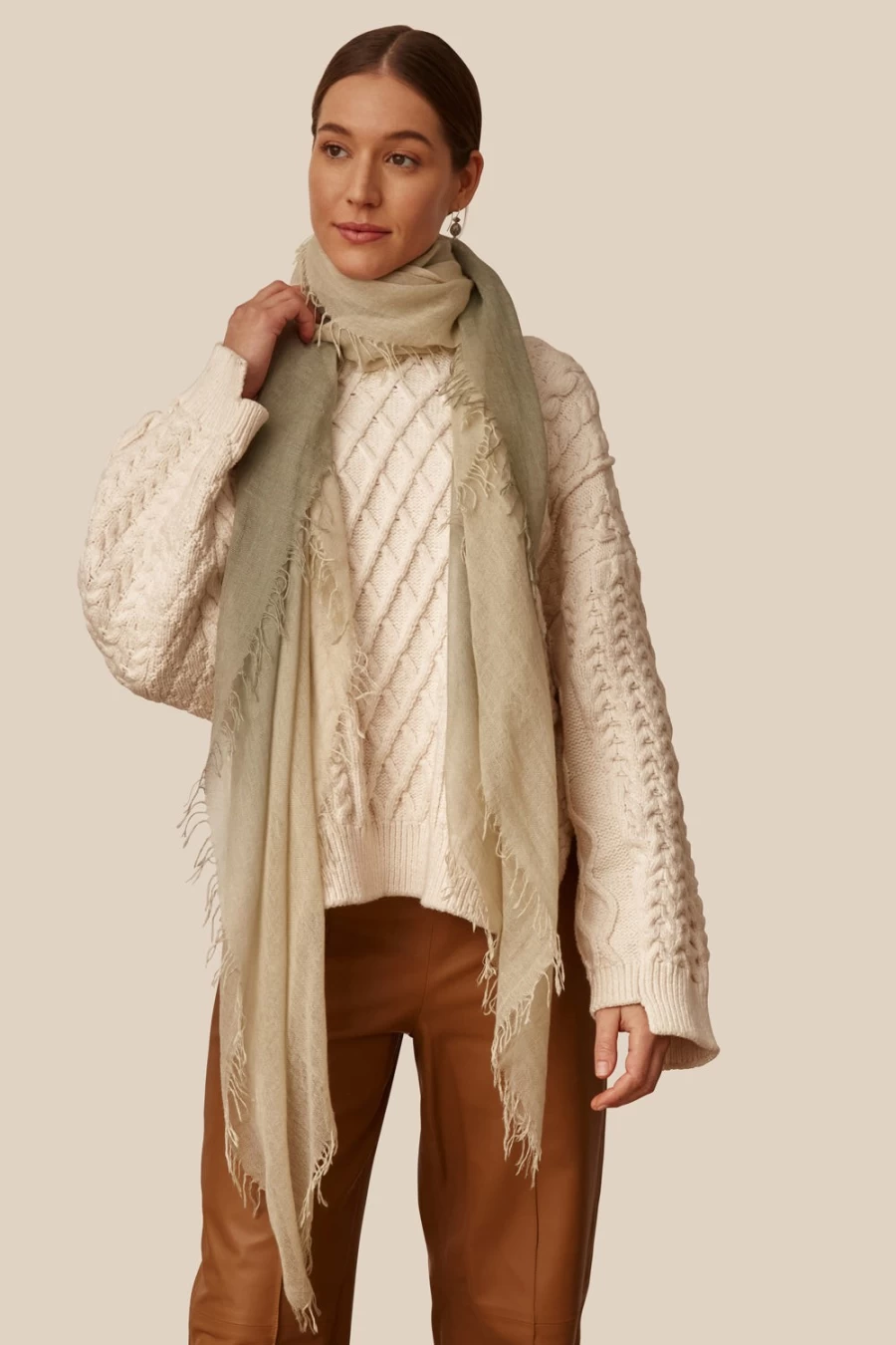 Chan Luu Women's Sage Green Dip-Dyed Cashmere Silk Blend Scarf