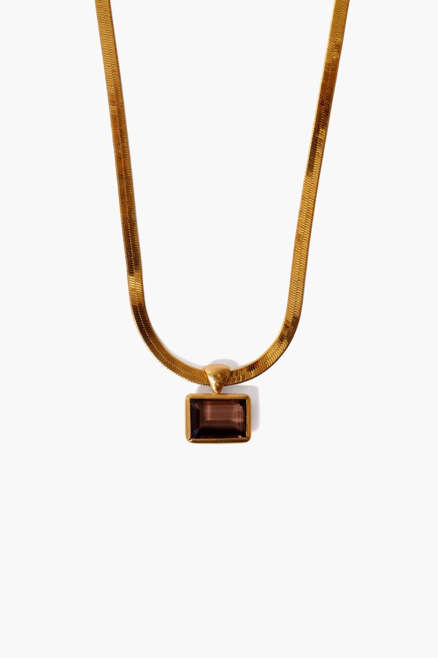 Chan Luu Women's Smoky Quartz Herringbone Chain Necklace - Elegant Bohemian Jewelry