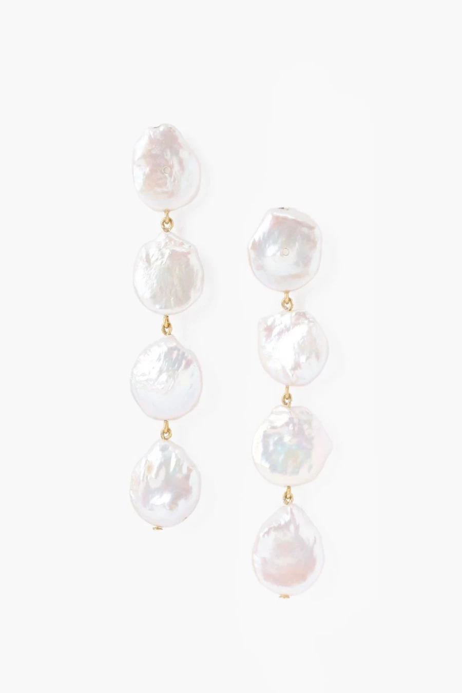 "Chan Luu Women's Four-Tiered White Keshi Pearl Drop Earrings"