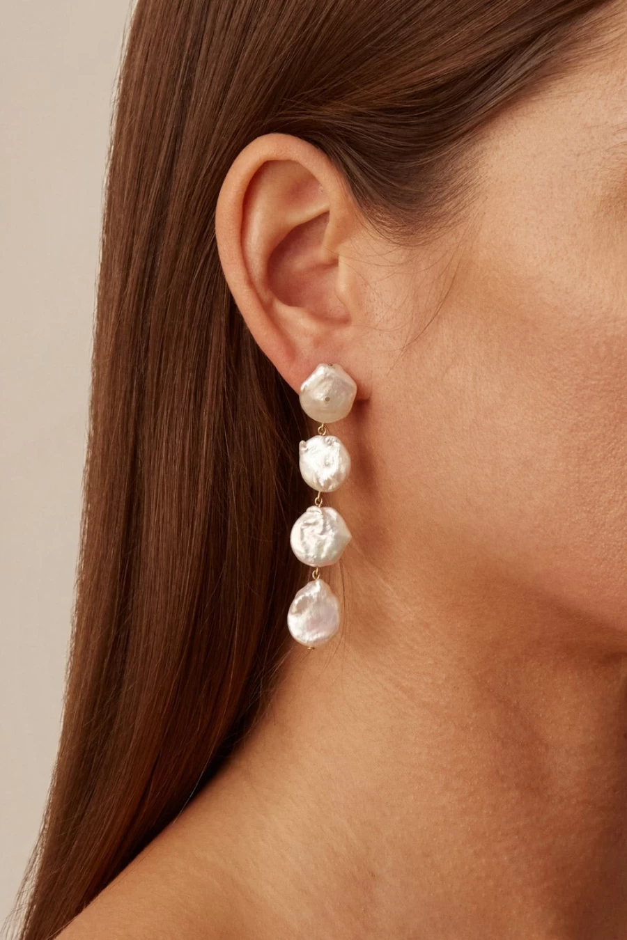"Chan Luu Women's Four-Tiered White Keshi Pearl Drop Earrings"