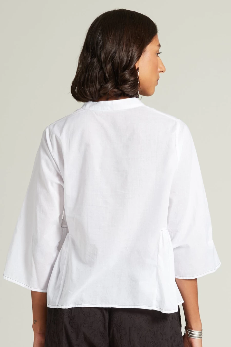 Chan Luu Women's White Keyhole Blouse - Elegant Anokhi Style Top