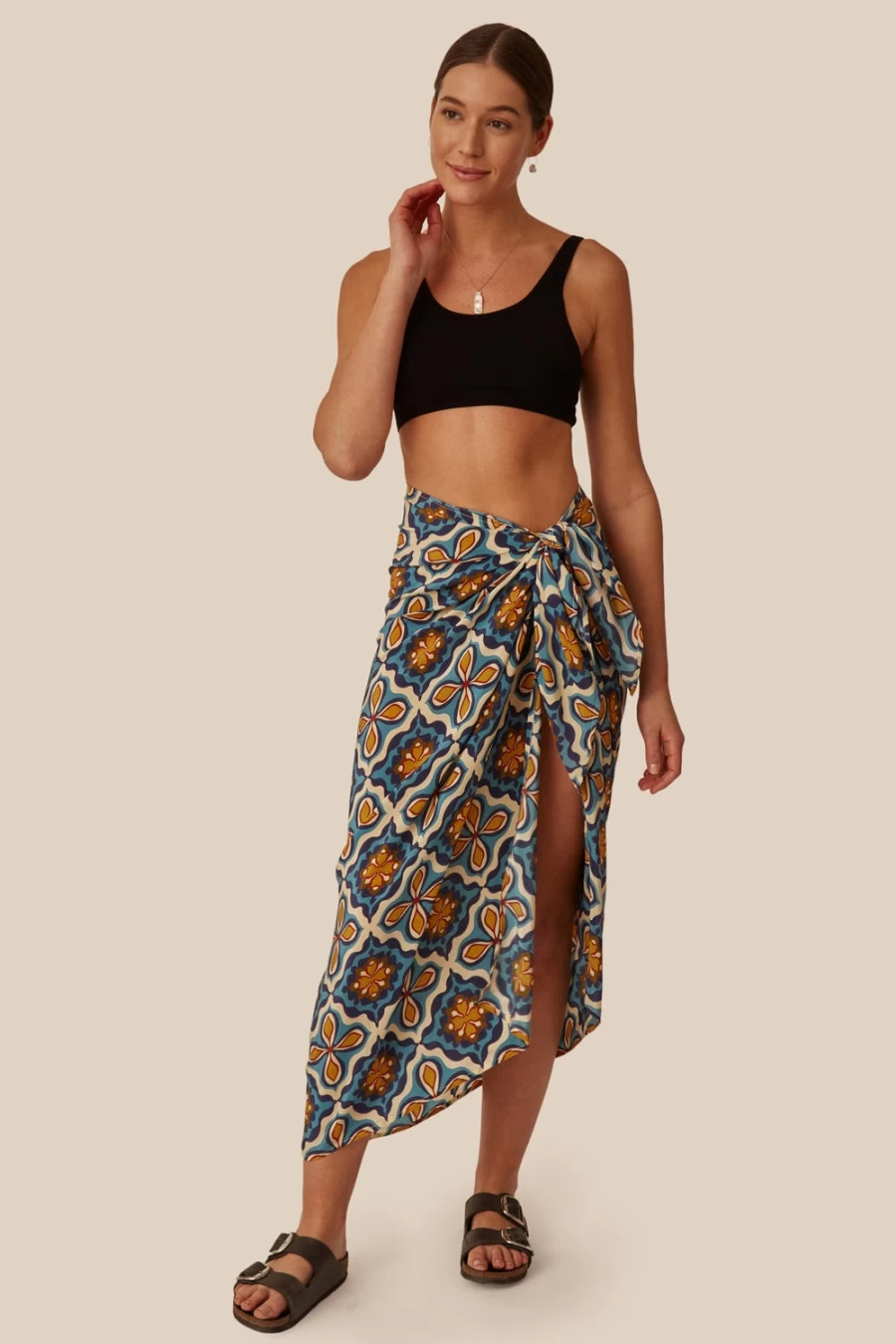 Chan Luu Women's Medieval Blue Crux Sarong - Bohemian Beach Wrap Skirt