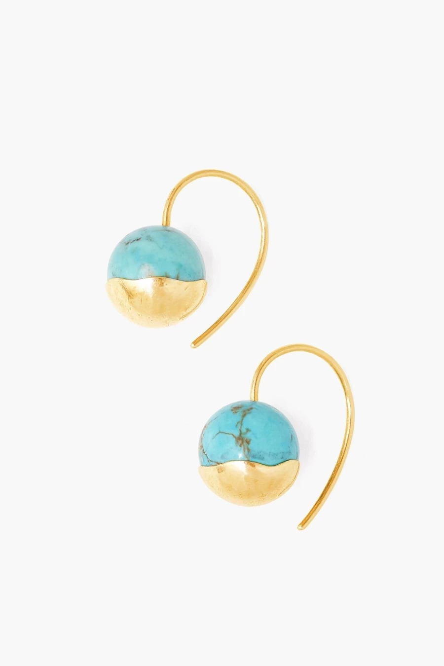 Chan Luu Gold Dipped Turquoise Earrings for Women - Handmade Bohemian Dangle Earrings