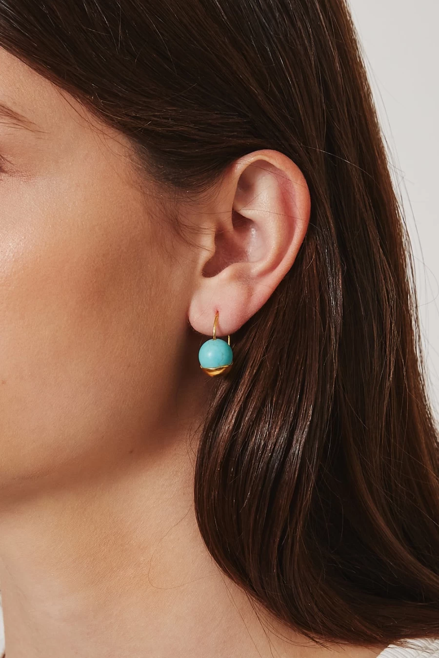 Chan Luu Gold Dipped Turquoise Earrings for Women - Handmade Bohemian Dangle Earrings
