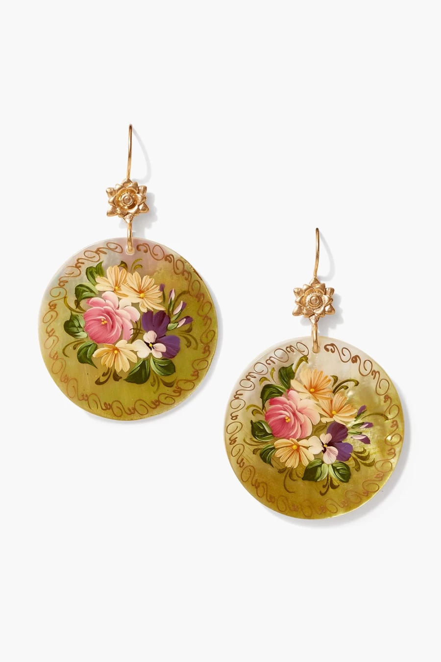 Chan Luu Women's Posy Painted Coin Earrings - Multi Mix Bohemian Dangle Earrings for Women