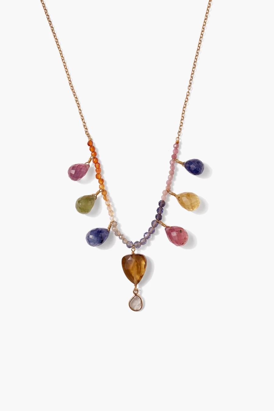 Chan Luu 14K Gold Rainbow Necklace with Mixed Sapphires for Women