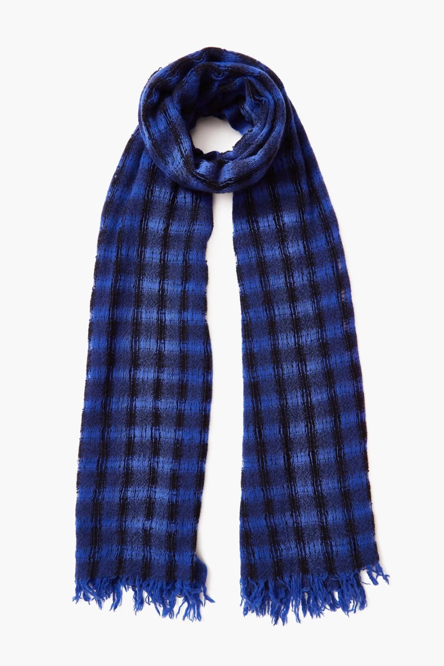 Chan Luu Women's Sapphire Blue Checkered Wool Scarf - Soft Winter Wrap