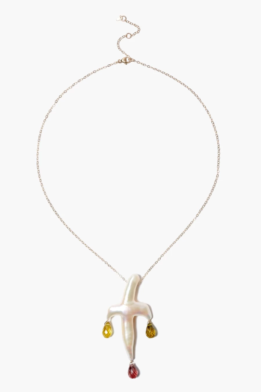 "Chan Luu Women's 14K Gold Biwa Pearl & Garnet Cross Pendant Necklace"