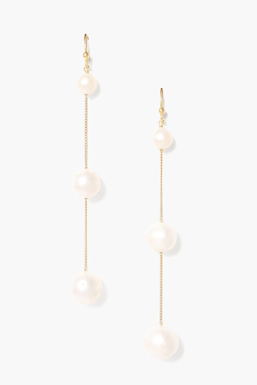 "Chan Luu Women's Tiered Floating White Pearl Drop Earrings – Elegant Layered Pearl Jewelry"