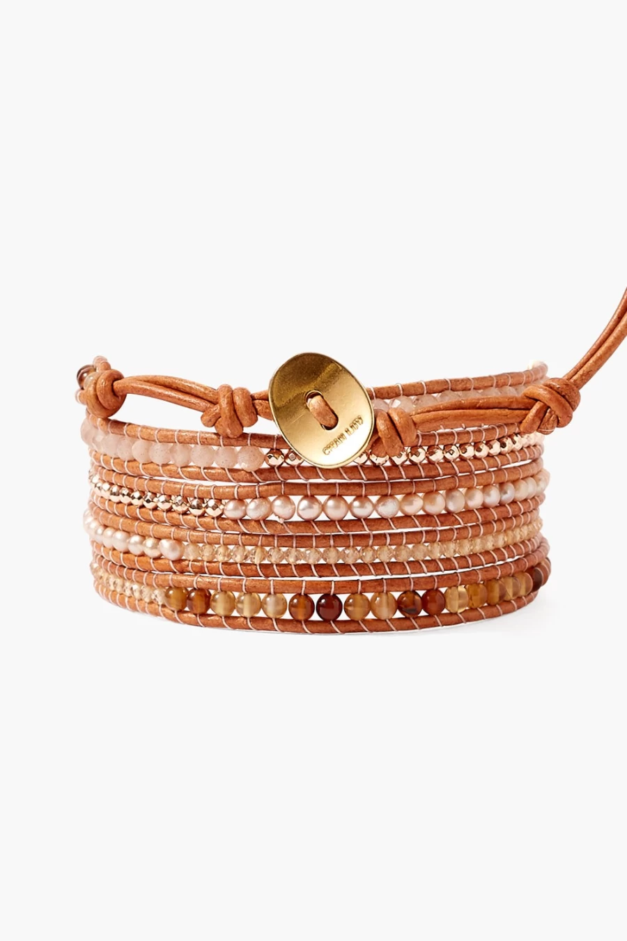 Chan Luu Women's Terra Wrap Bracelet with Sunstone Beads - Handmade Boho Chic Jewelry