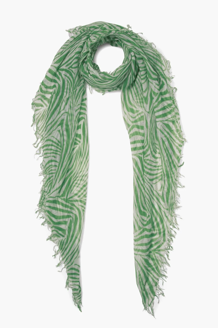 "Chan Luu Women's Verdant Green Zebra Print Scarf - Luxurious Cashmere & Silk Blend"