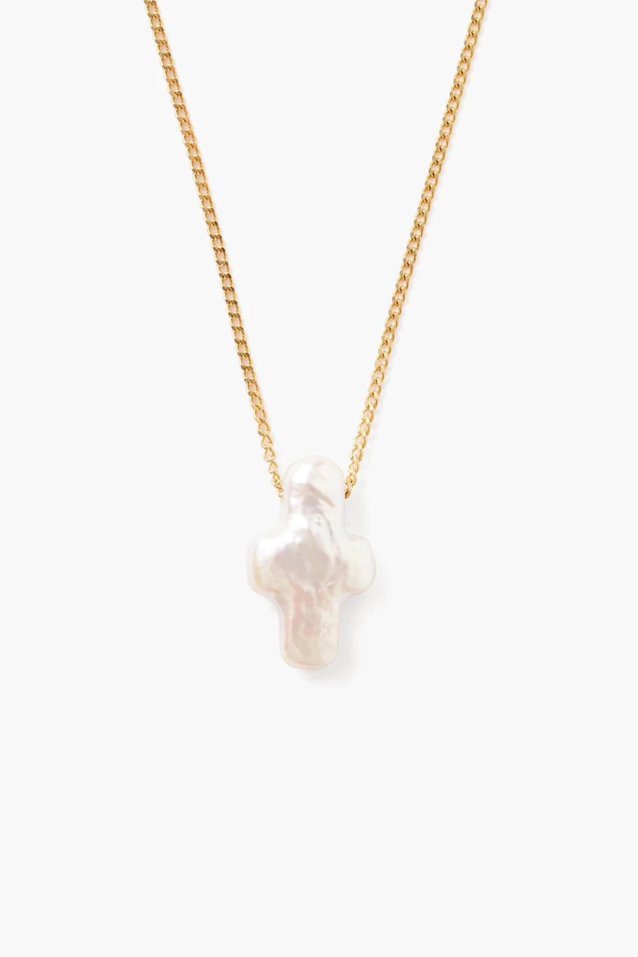 Chan Luu Women's Gold Playa Cross Necklace with Pearl Accents