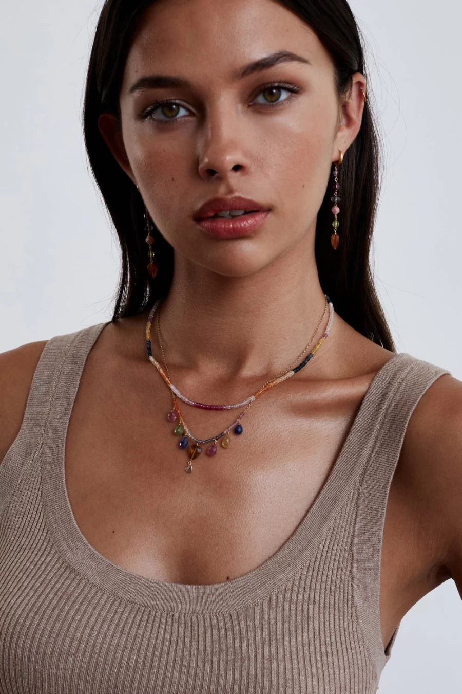 Chan Luu Women's 14K Gold Rainbow Heishi Necklace with Sapphire Gemstones