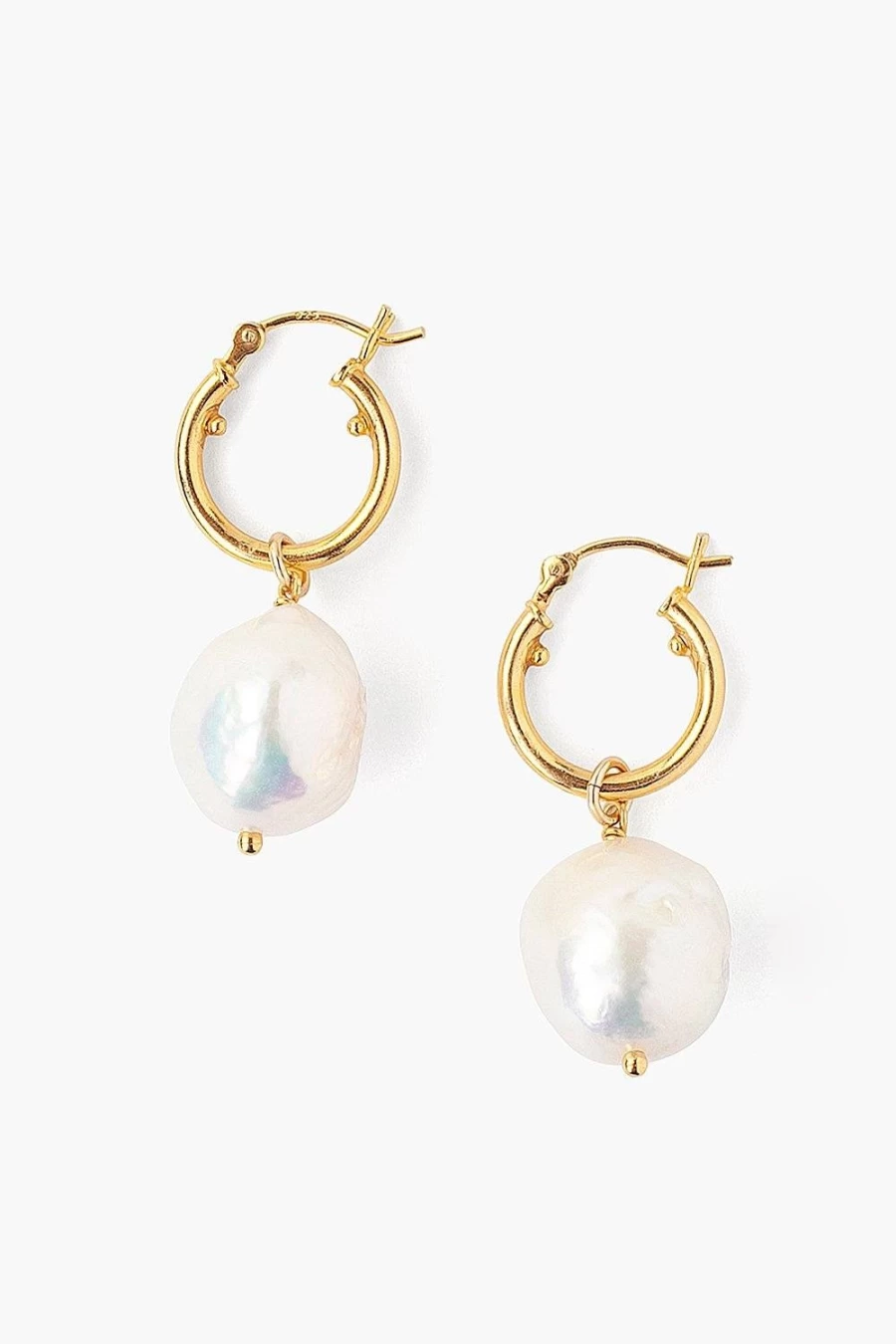Chan Luu Women's Baroque Pearl Hoop Earrings - Elegant White Pearl Drop Hoops for Women