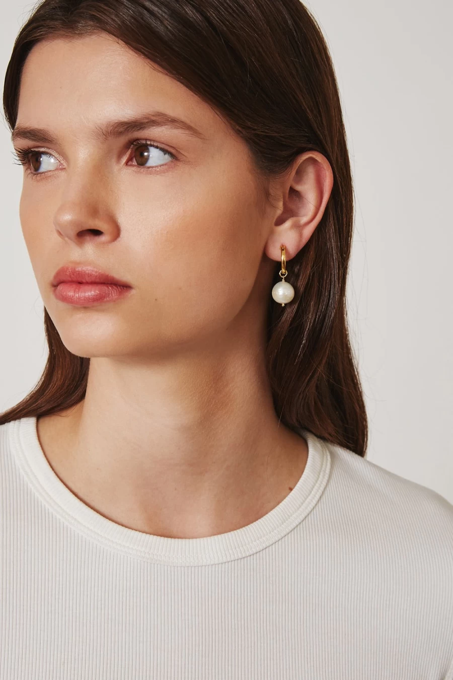 Chan Luu Women's Baroque Pearl Hoop Earrings - Elegant White Pearl Drop Hoops for Women