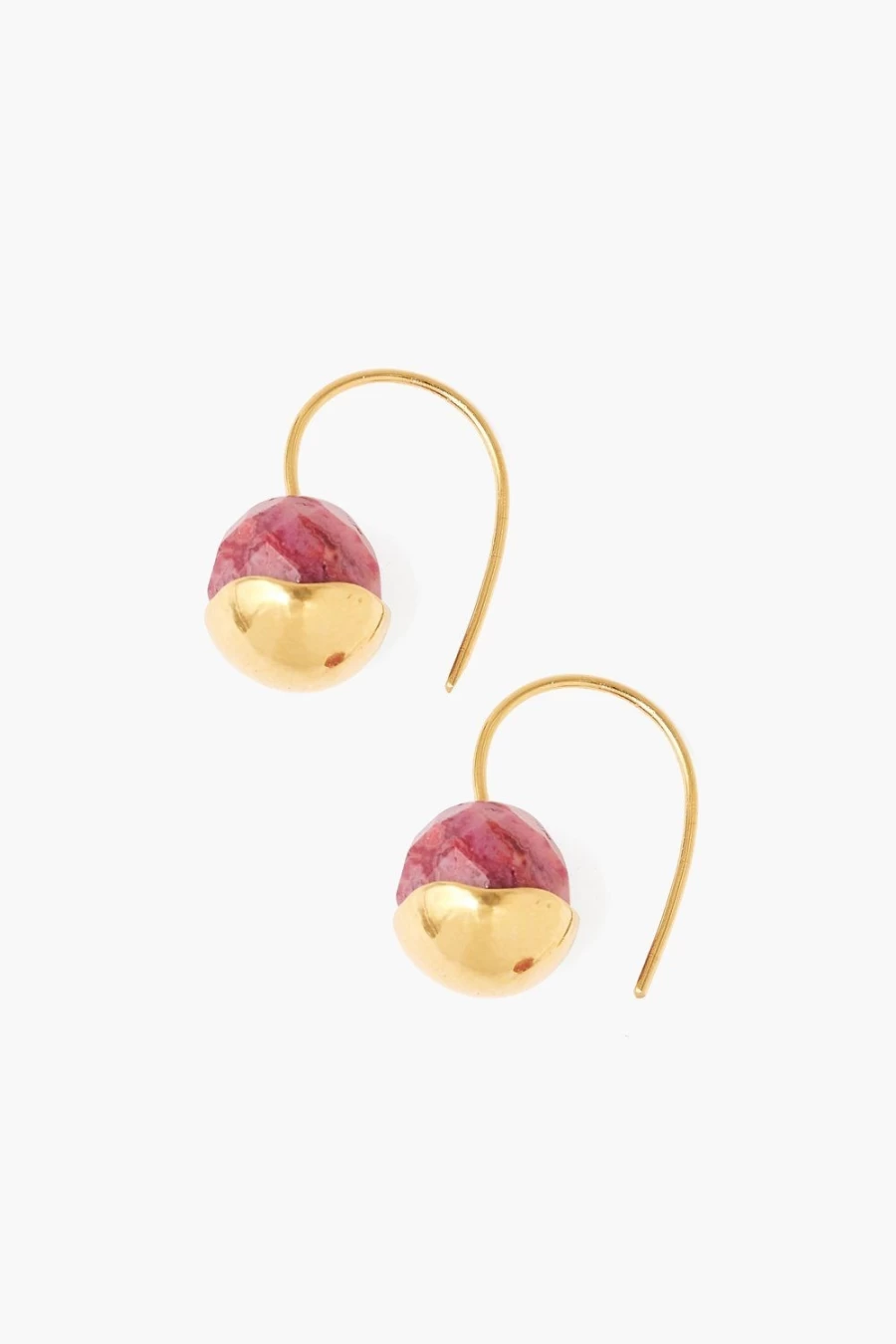 Chan Luu Gold Dipped Fuchsia Agate Drop Earrings for Women