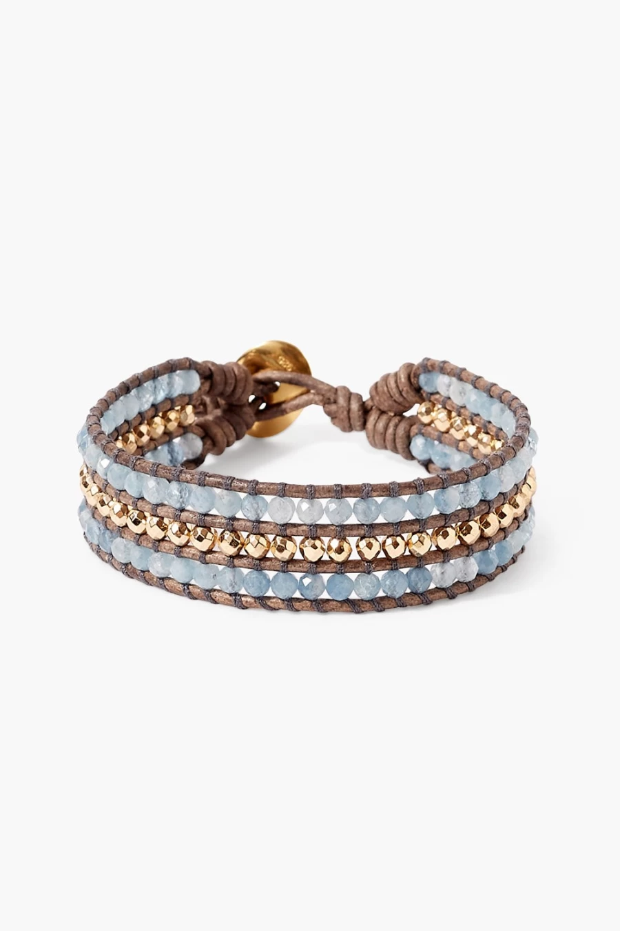Chan Luu Women's Sedona Single Wrap Bracelet with Aquamarine Gemstone