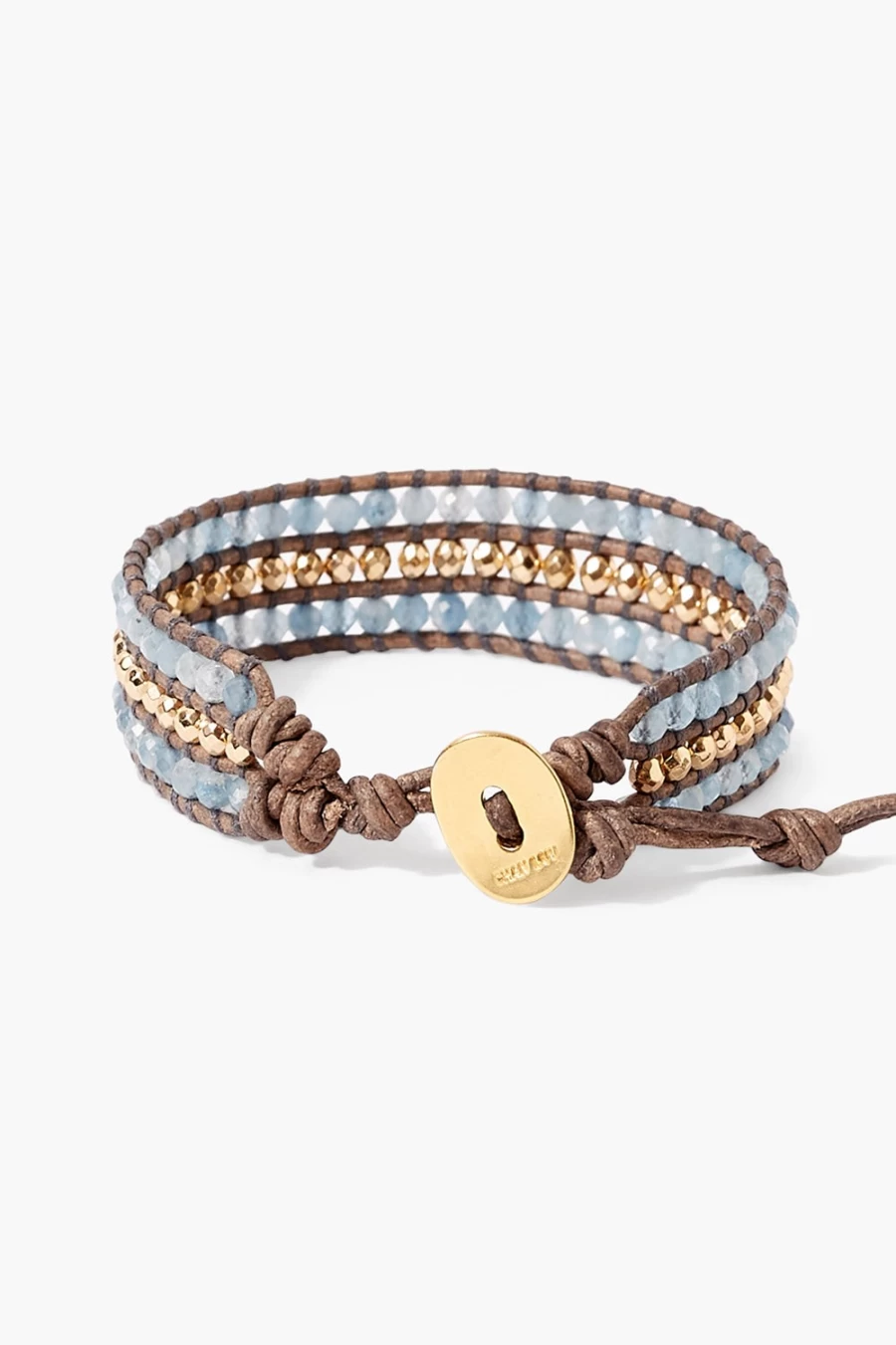 Chan Luu Women's Sedona Single Wrap Bracelet with Aquamarine Gemstone