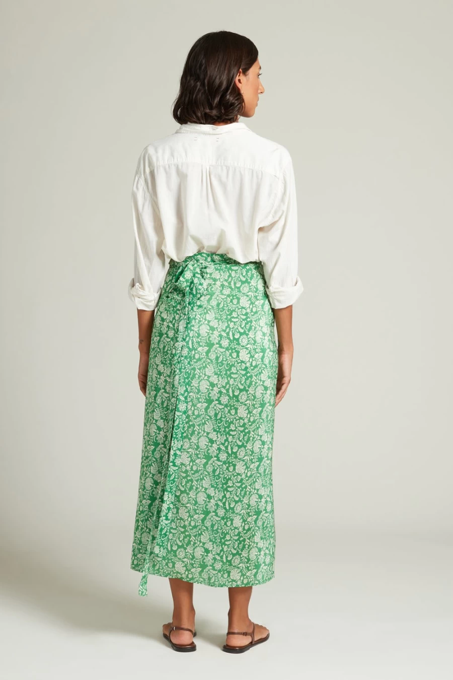 Chan Luu Women's Eloise Floral Wrap Skirt in Verdant Green - Boho Chic Printed Midi Skirt