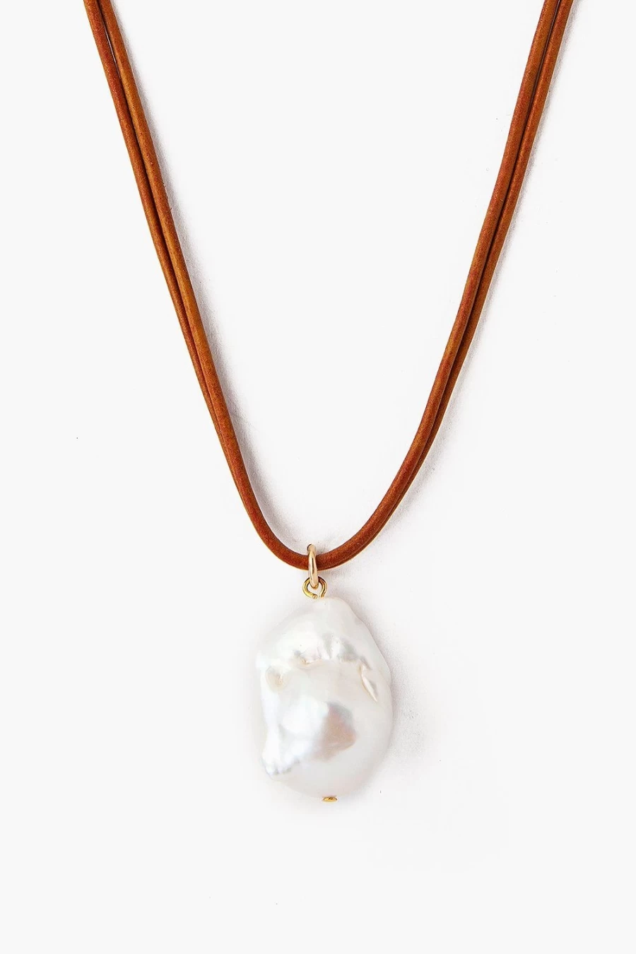 Chan Luu Women's Baroque Pearl Leather Cord Necklace - White Elegant Dangle Jewelry