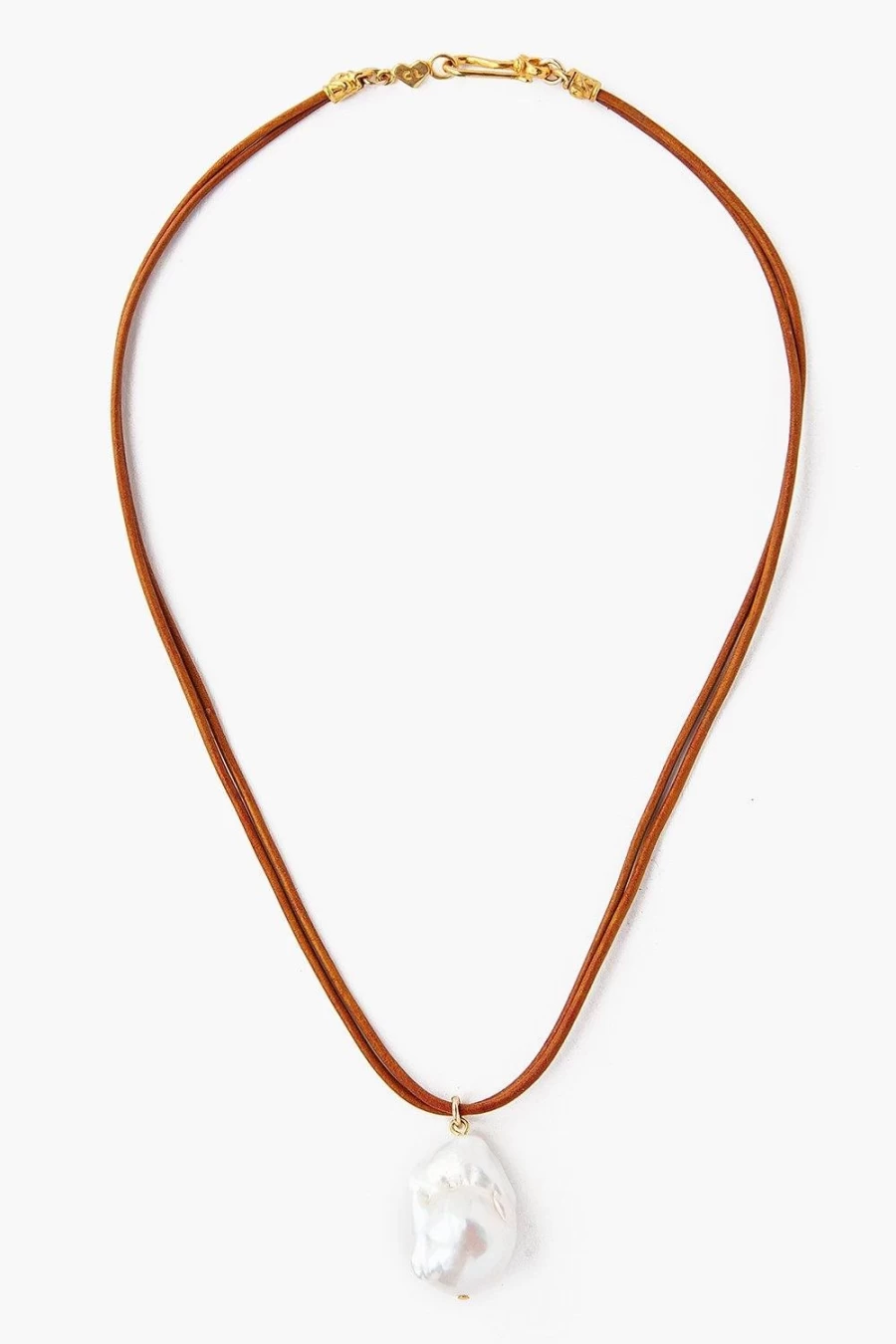 Chan Luu Women's Baroque Pearl Leather Cord Necklace - White Elegant Dangle Jewelry
