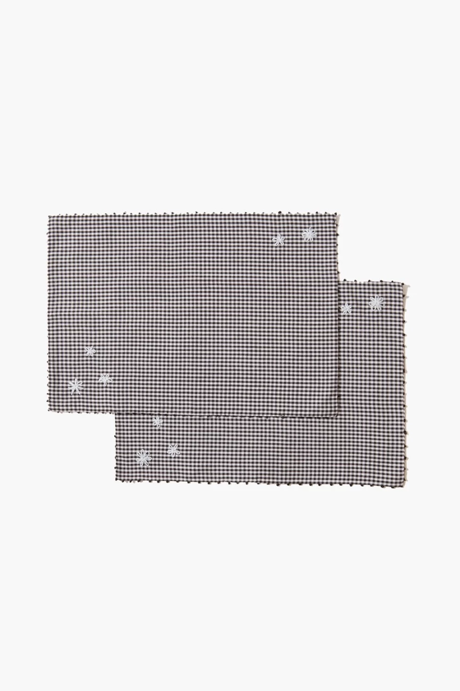 Chan Luu Black Gingham Embroidered Placemat Set for Women - Elegant Table Setting