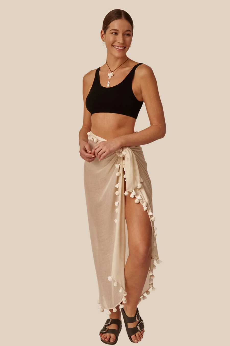 Chan Luu Women's Seedpearl Tassel Sarong - Boho Beach Cover-Up & Fashion Skirt