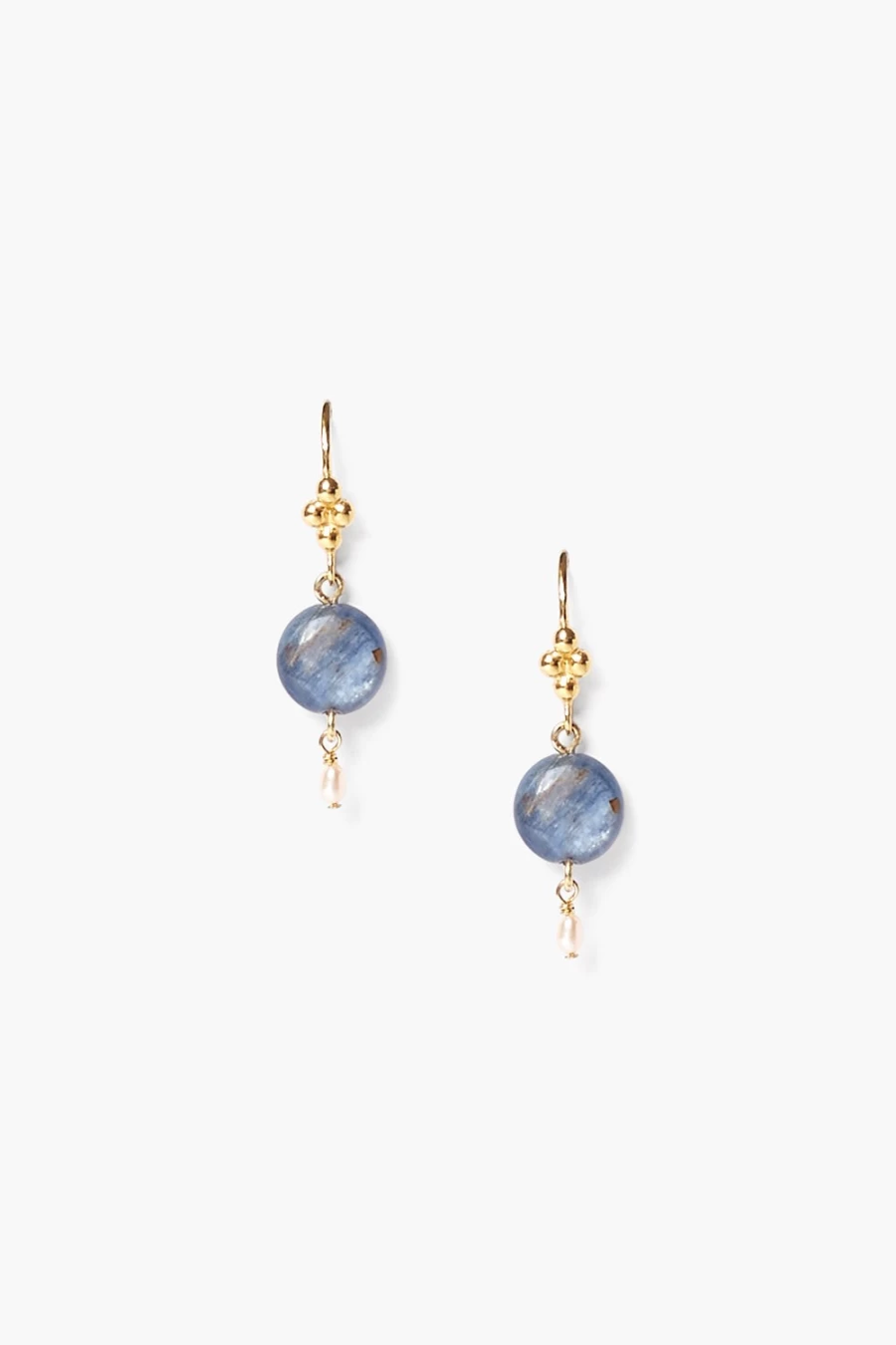 "Chan Luu Women's Kyanite and Pearl Drop Earrings – Elegant Blue Gemstone Dangling Jewelry"