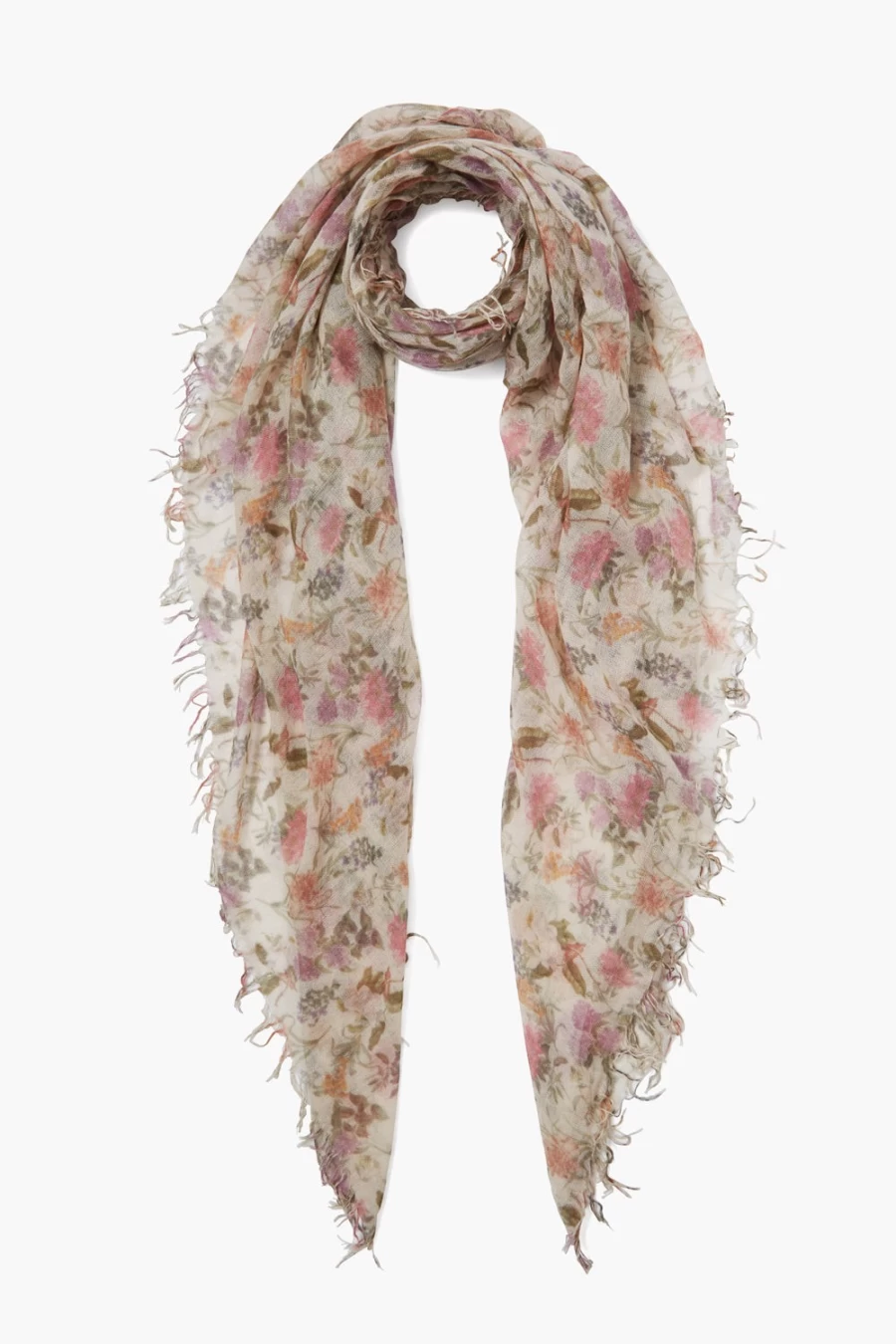 "Chan Luu Women's Floral Cashmere Silk Scarf with Coconut Milk Design"