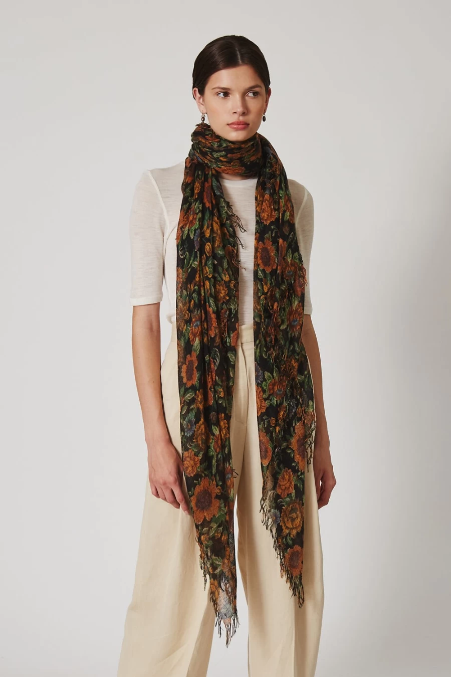 Chan Luu Women's Midnight Garden Cashmere Silk Scarf - Luxury Wrap Shawl