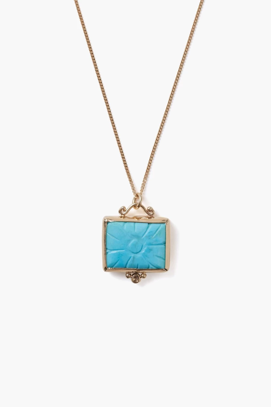 Chan Luu 14K Gold Azalea Flower Pendant Necklace with Turquoise Gemstone for Women