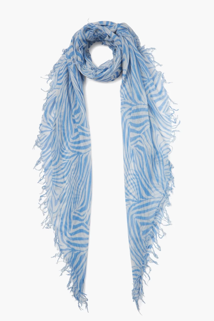"Chan Luu Women's Baby Blue Zebra Print Scarf - Luxurious Cashmere & Silk Blend"