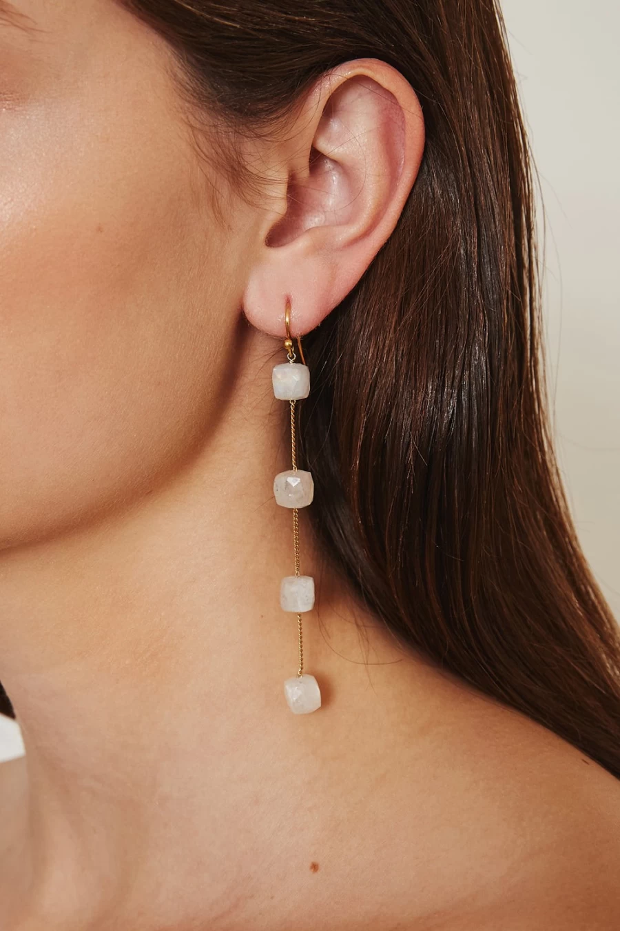 Chan Luu Moonstone Olympia Earrings for Women - Handcrafted Sterling Silver Dangle Earrings