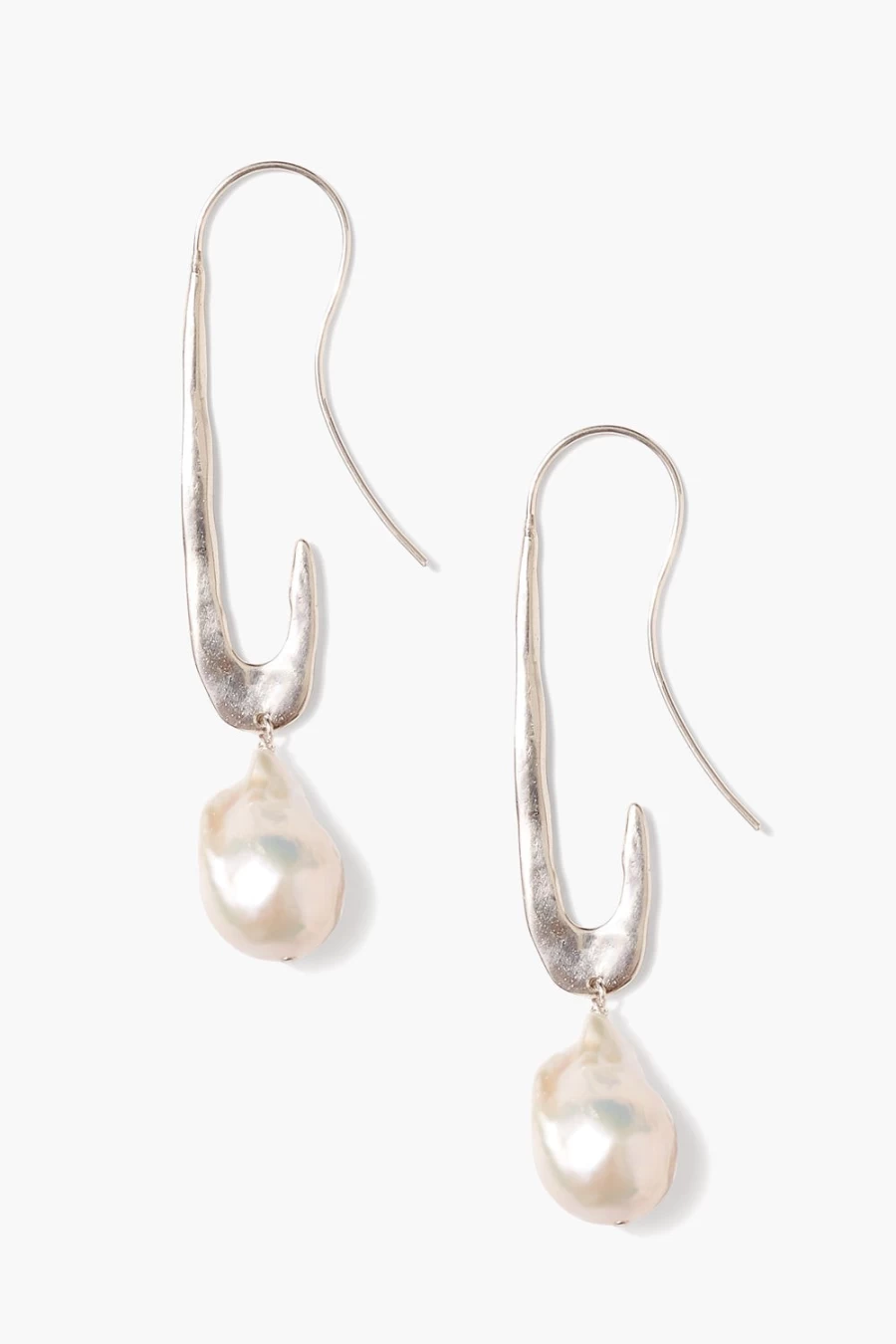 Chan Luu Women's Gala Crescent Pearl Earrings in Sterling Silver - Maxi Hoop Design