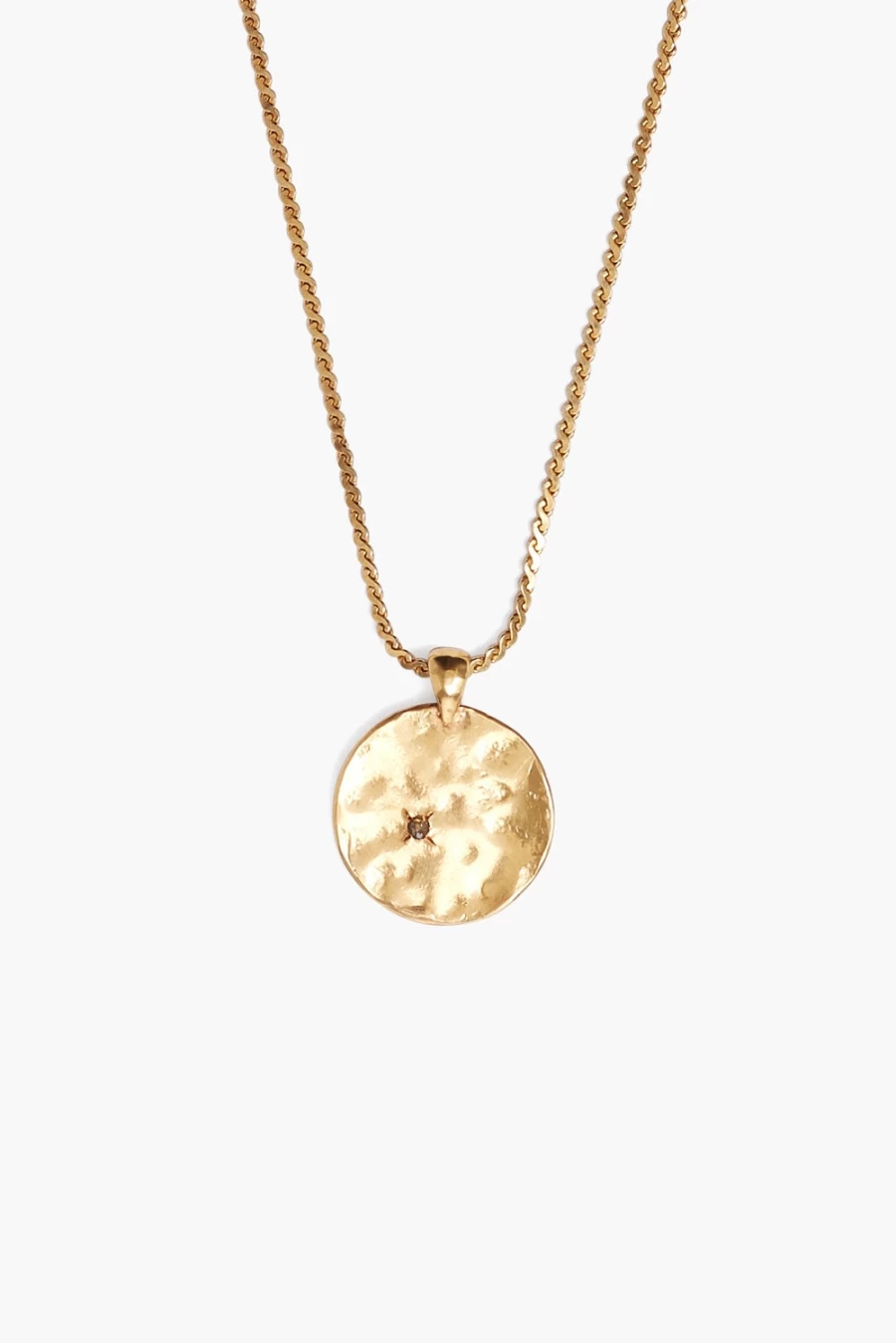 Chan Luu Women's Diamond Gold Hammered Coin Necklace - Elegant Handcrafted Jewelry