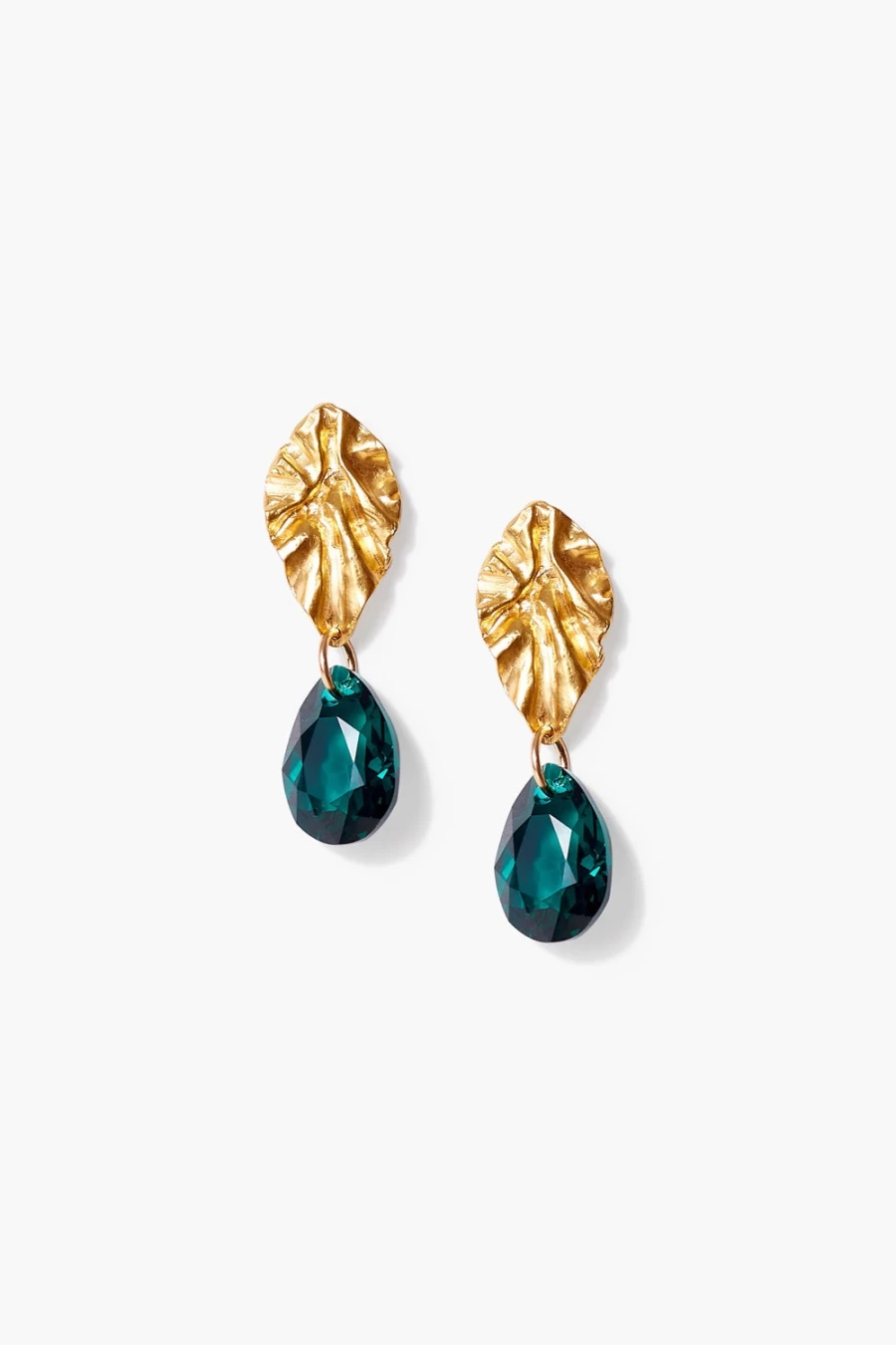 Chan Luu Women's Emerald Green and Gold Masquerade Drop Earrings for Formal Events