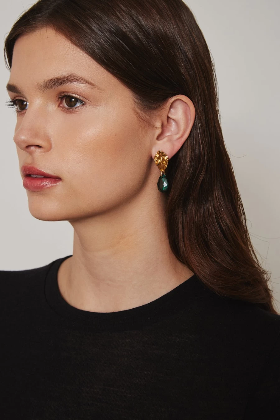 Chan Luu Women's Emerald Green and Gold Masquerade Drop Earrings for Formal Events